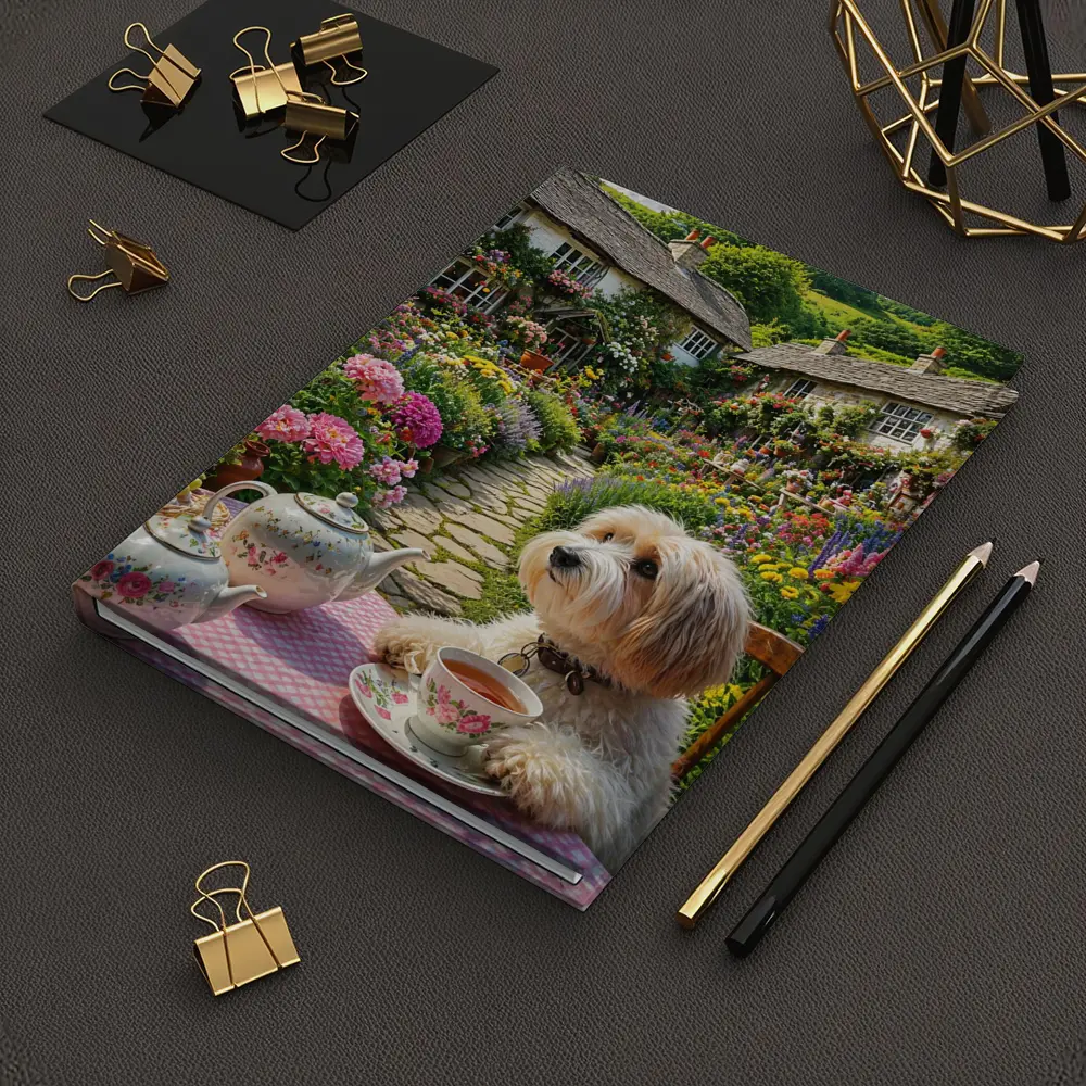 Fluffy Dog Afternoon Tea Cottage Garden – Notebooks
