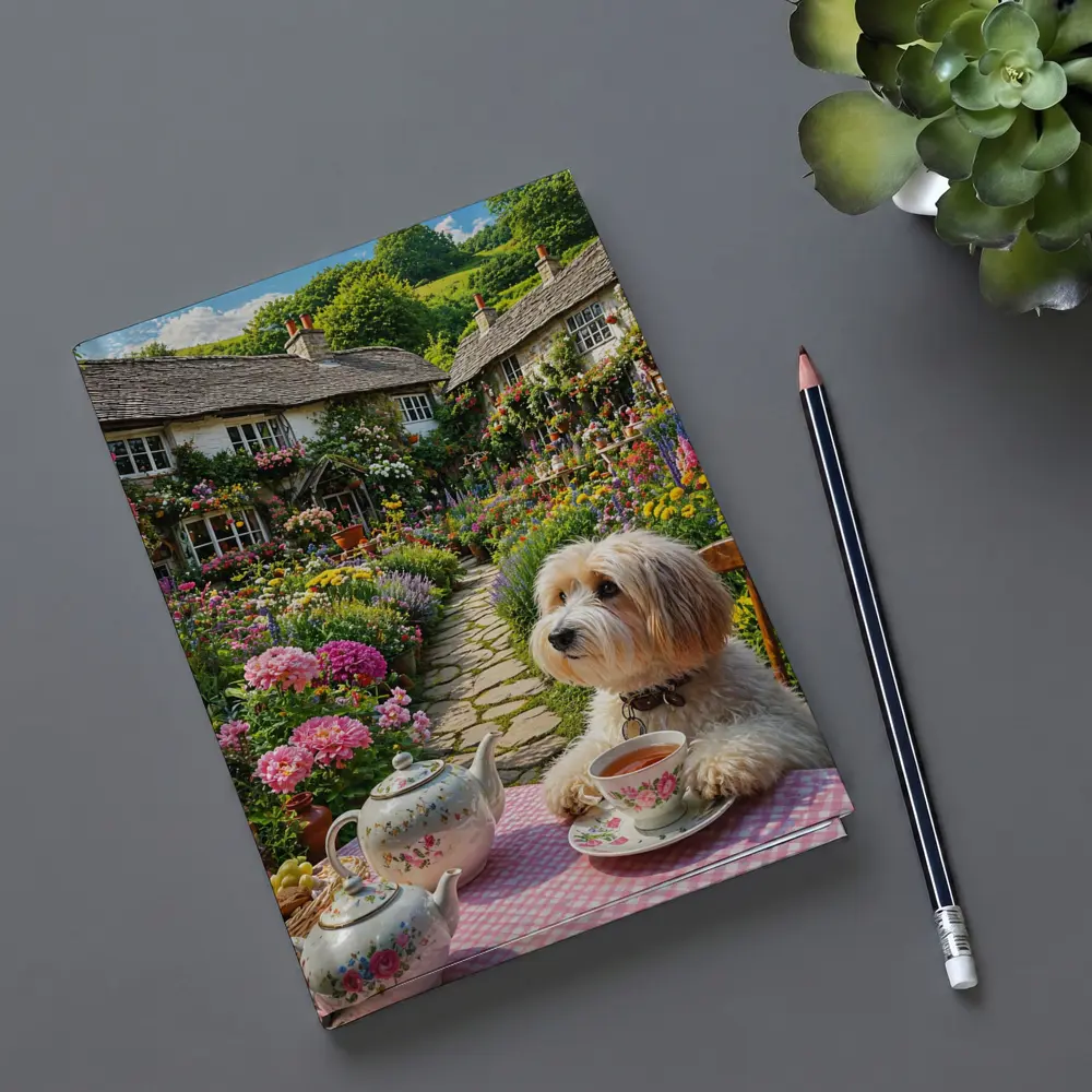 Fluffy Dog Afternoon Tea Cottage Garden – Notebooks