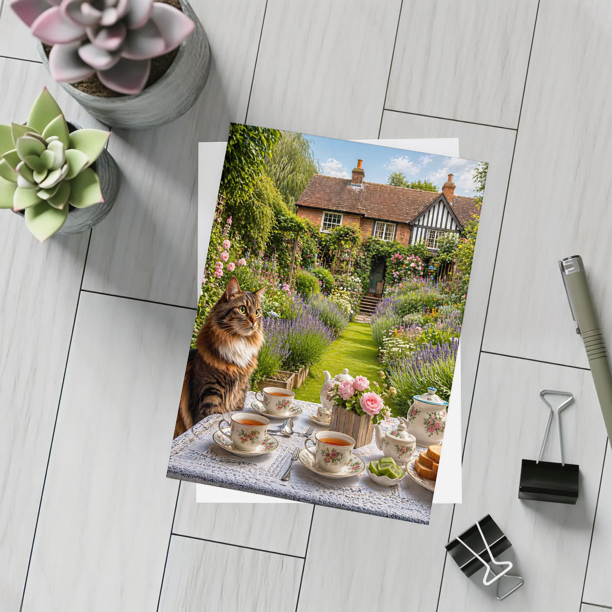 Maine Coon Cat English Cottage Garden Tea – Postcards