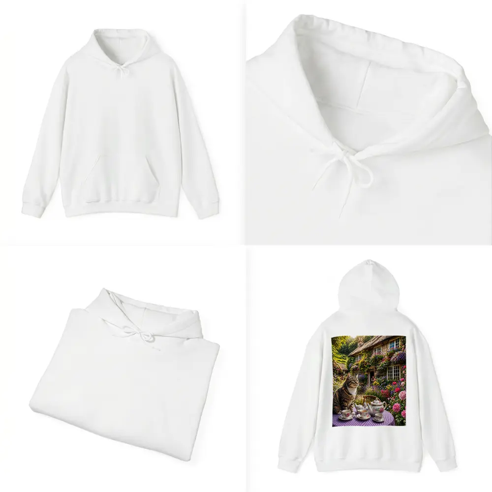 Tabby Cat English Cottage Garden Tea Party – Hoodies