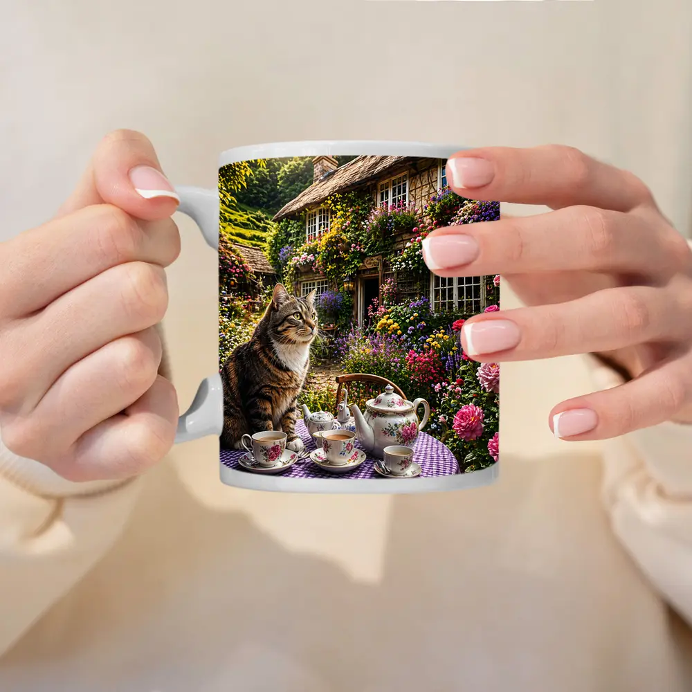 Tabby Cat English Cottage Garden Tea Party – Mugs