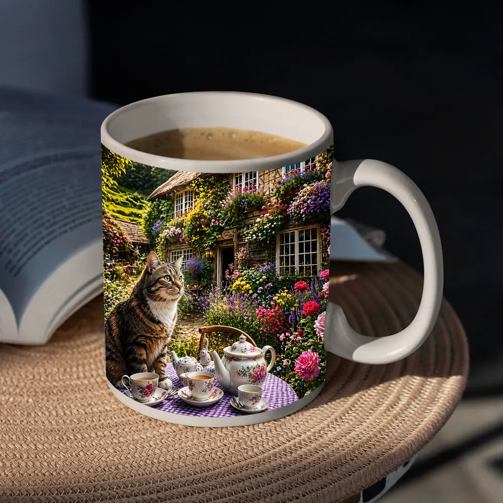 Tabby Cat English Cottage Garden Tea Party – Mugs