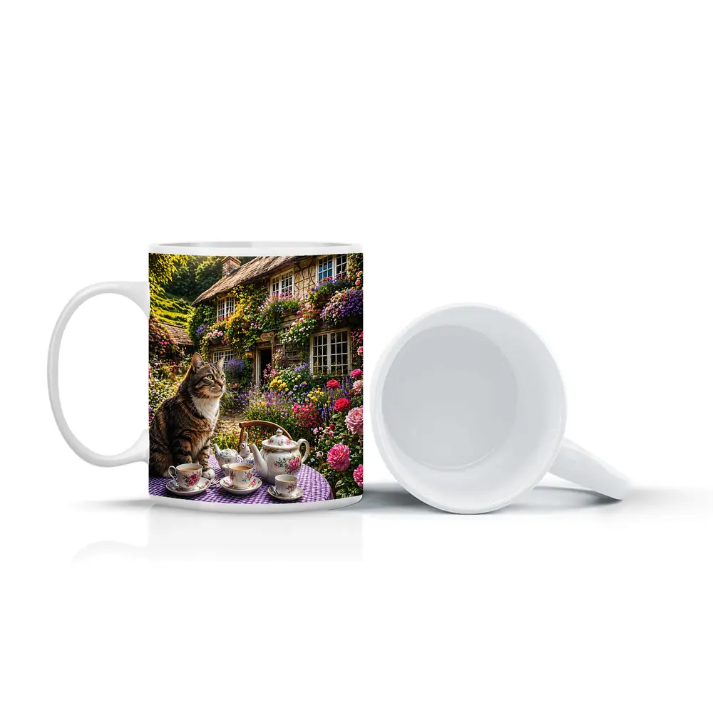 Tabby Cat English Cottage Garden Tea Party – Mugs