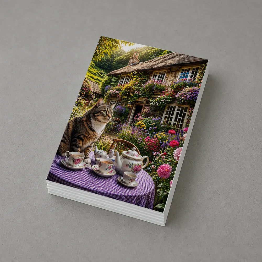 Tabby Cat English Cottage Garden Tea Party – Postcards