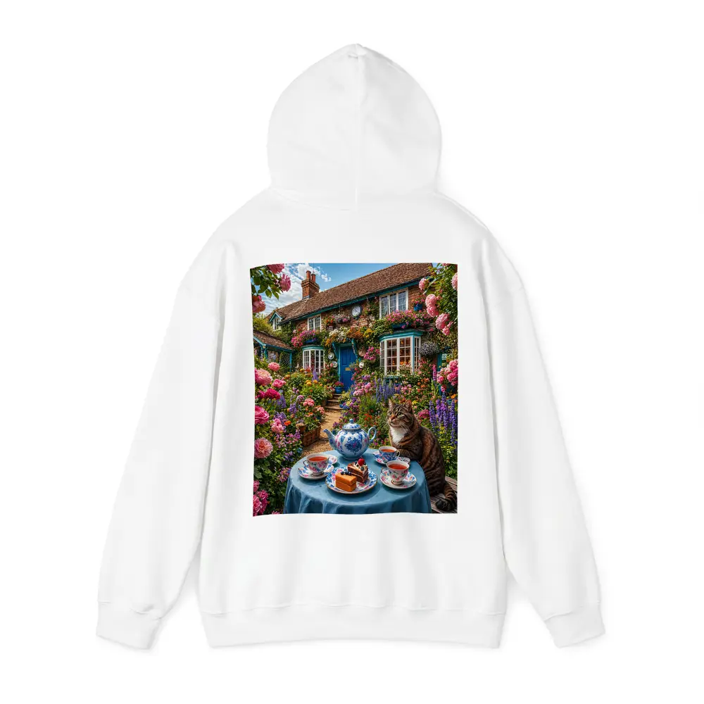 Tabby Cat Garden Cottage Afternoon Tea – Hoodies