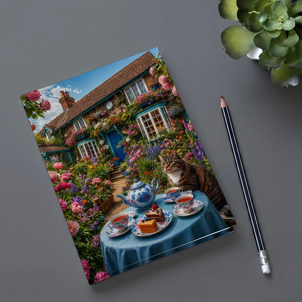 Tabby Cat Garden Cottage Afternoon Tea – Notebooks