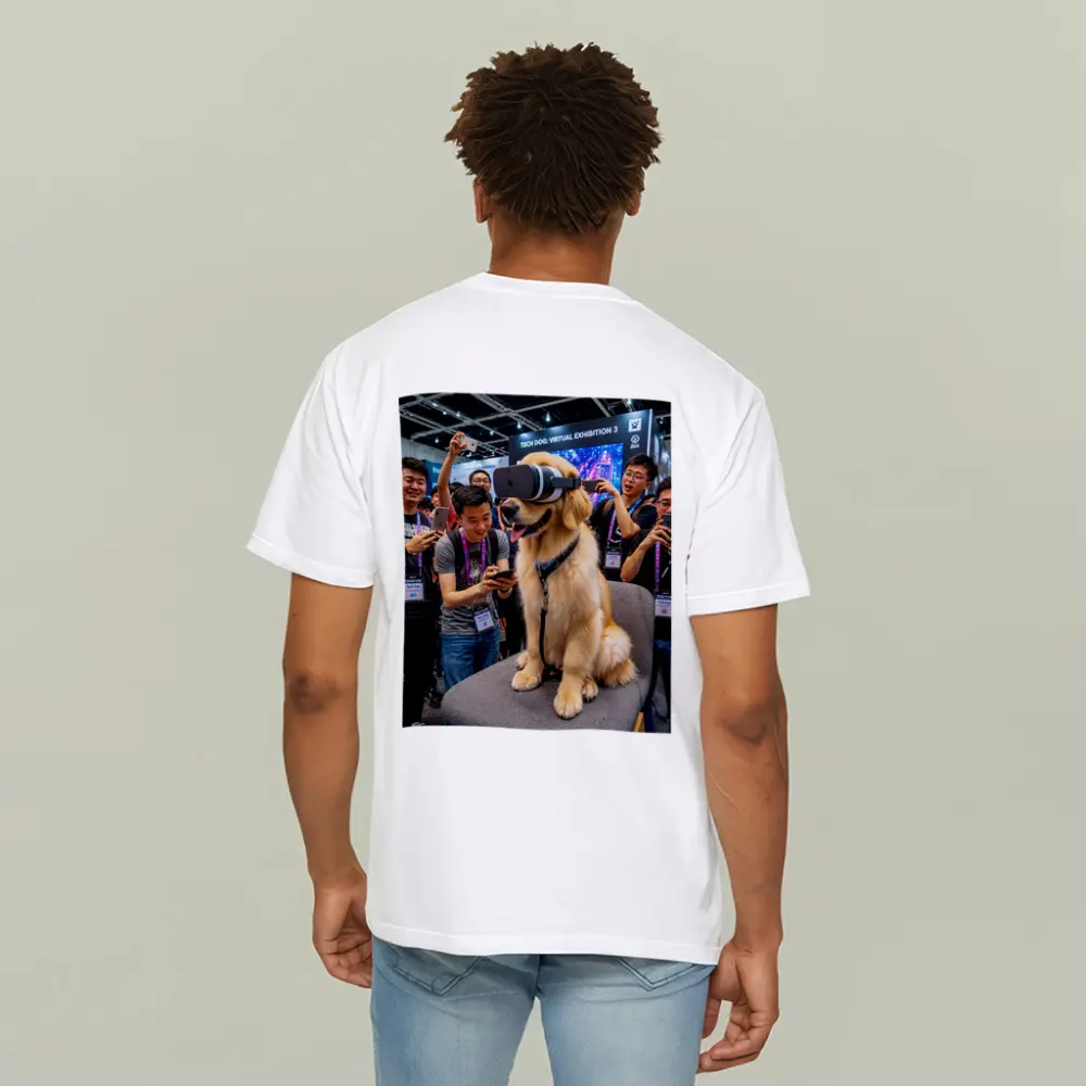 Golden Retriever Wearing VR Headset Tech Exhibition – T-Shirts