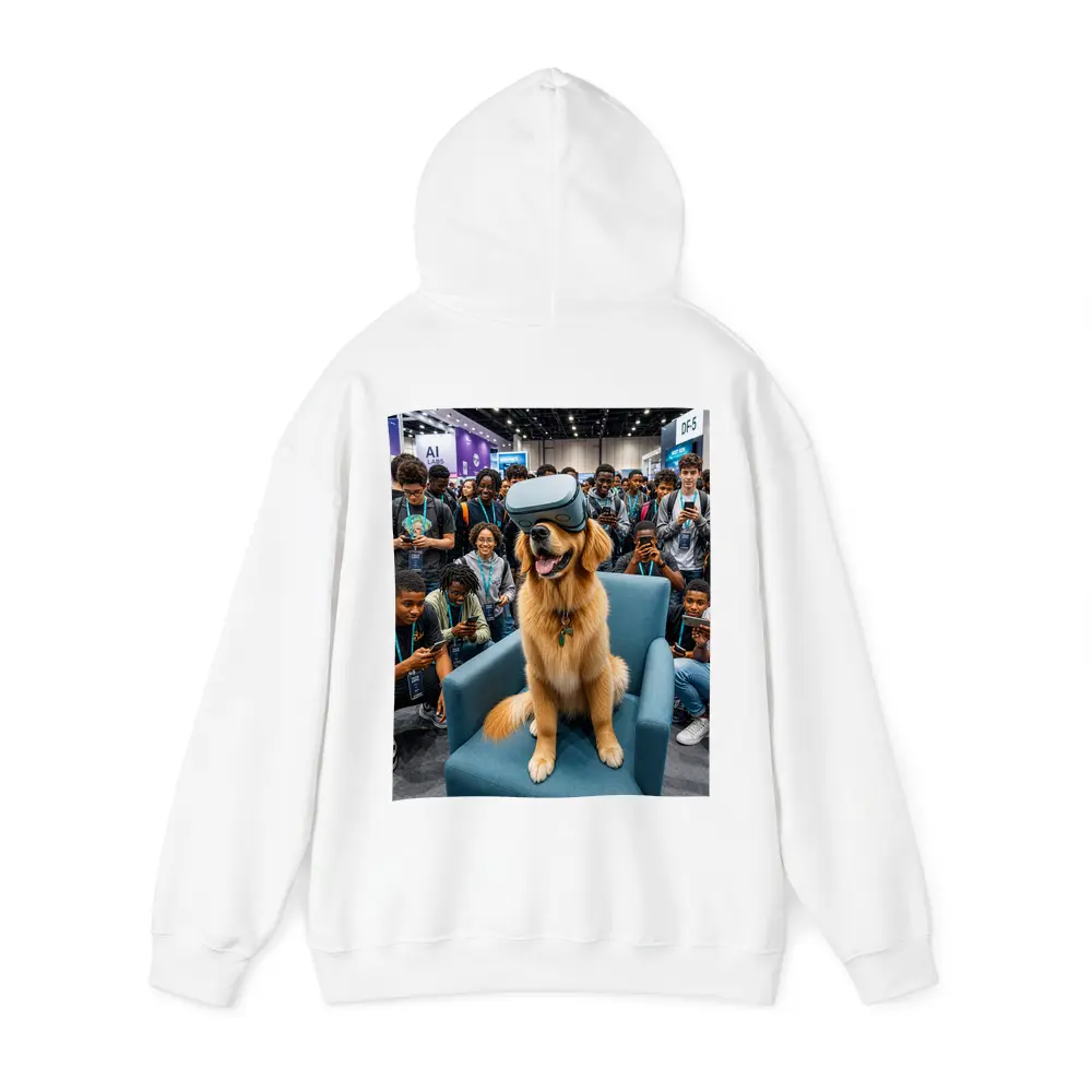 Golden Retriever Wearing VR Headset Tech Expo – Hoodies