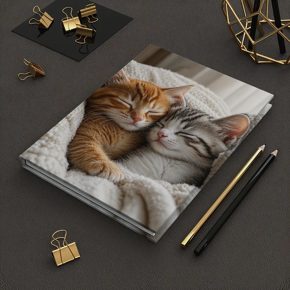 Two Sleeping Kittens Cuddled In Blanket – Notebooks