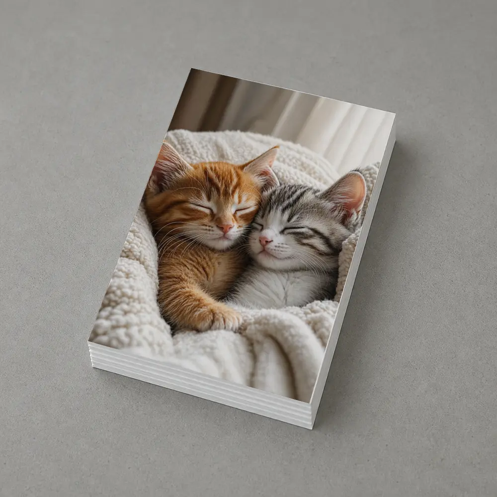 Two Sleeping Kittens Cuddled In Blanket – Postcards