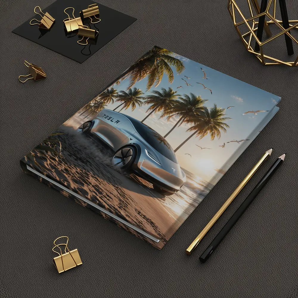 Tesla Concept Car Sunny Tropical Beach – Notebooks