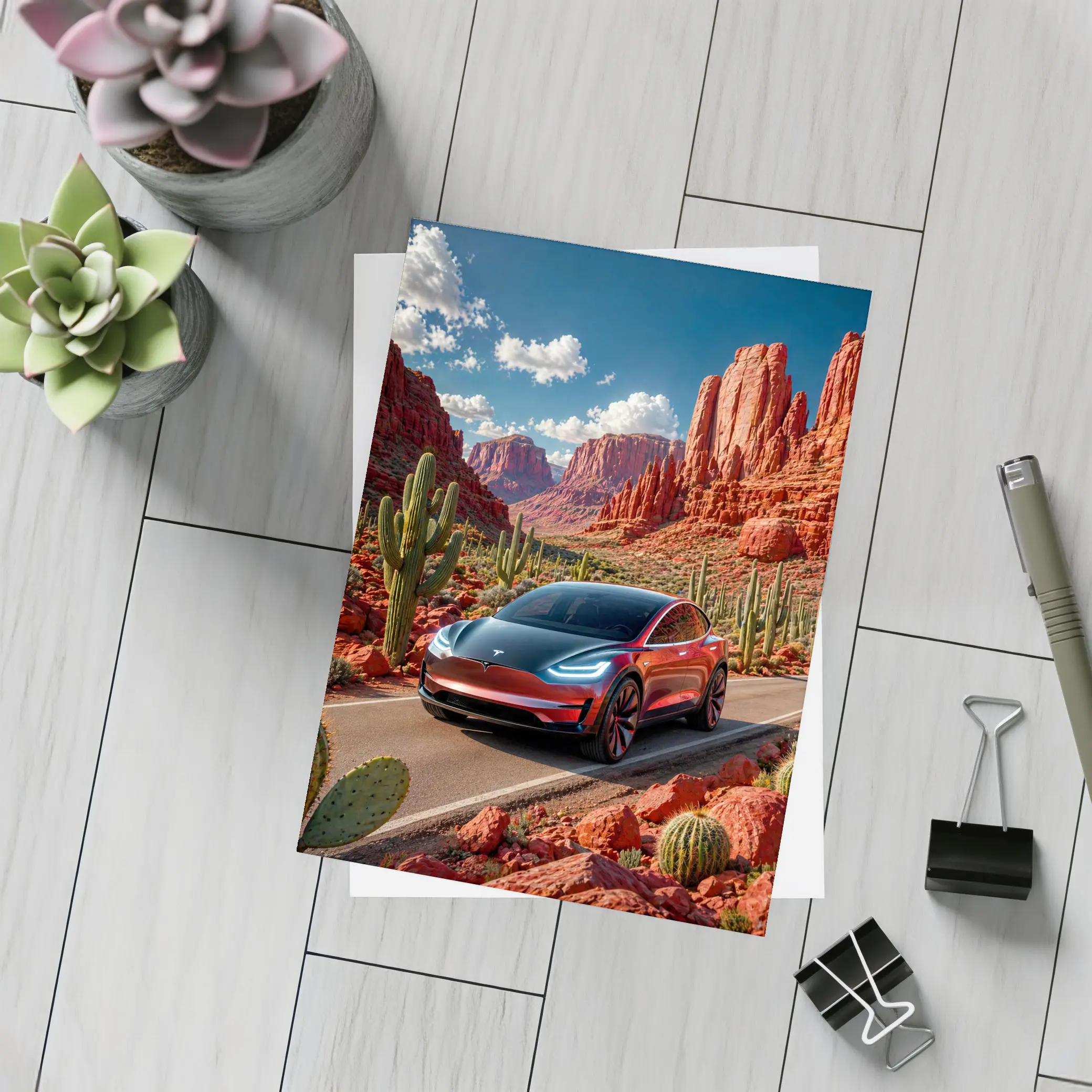 Tesla Model 3 Red Rock Canyon Drive – Postcards
