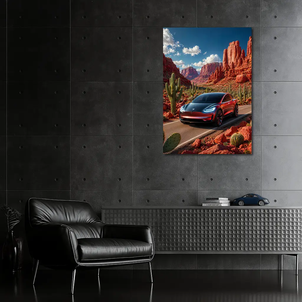 Tesla Model 3 Red Rock Canyon Drive – Wall Art