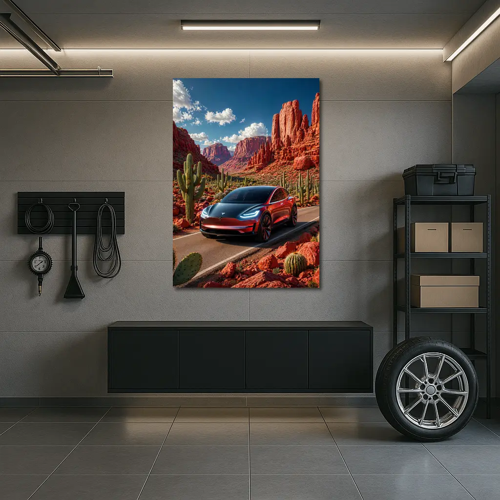 Tesla Model 3 Red Rock Canyon Drive – Wall Art