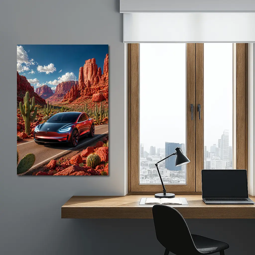 Tesla Model 3 Red Rock Canyon Drive – Wall Art