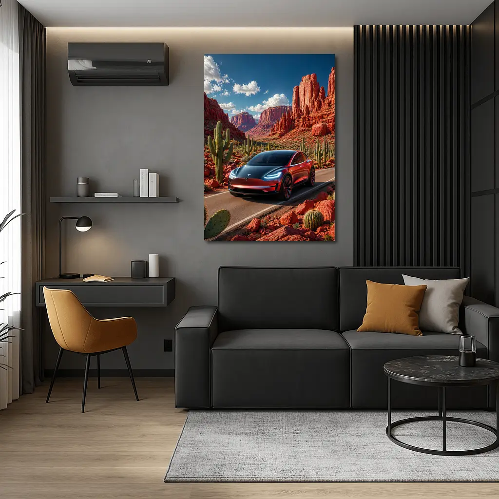 Tesla Model 3 Red Rock Canyon Drive – Wall Art