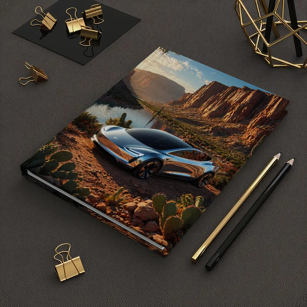 Tesla Model S Desert Canyon River Scene – Notebooks