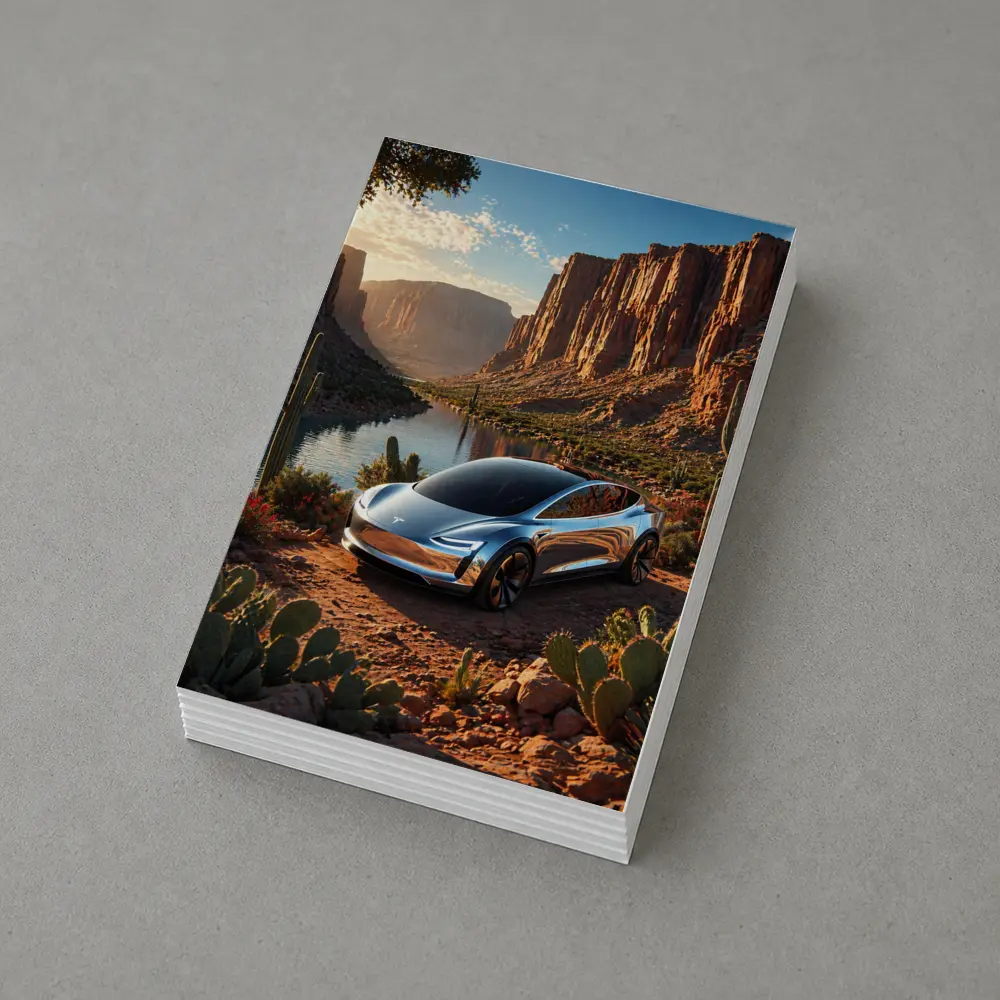 Tesla Model S Desert Canyon River Scene – Postcards