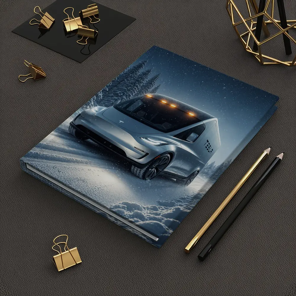 Tesla Semi Truck Snowy Winter Night Drive – Notebooks