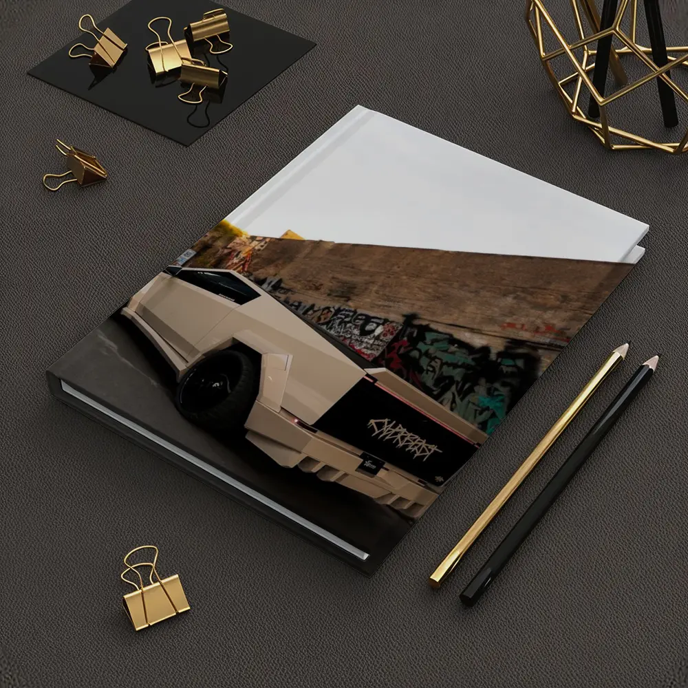 Tesla Cybertruck Beige Wrap Urban Graffiti Street – Notebooks