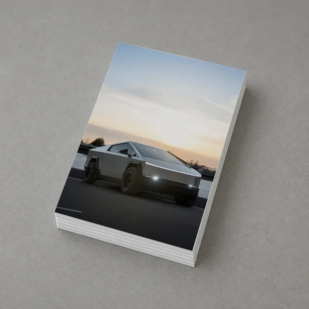 Tesla Cybertruck Parked Near River At Sunset – Postcards