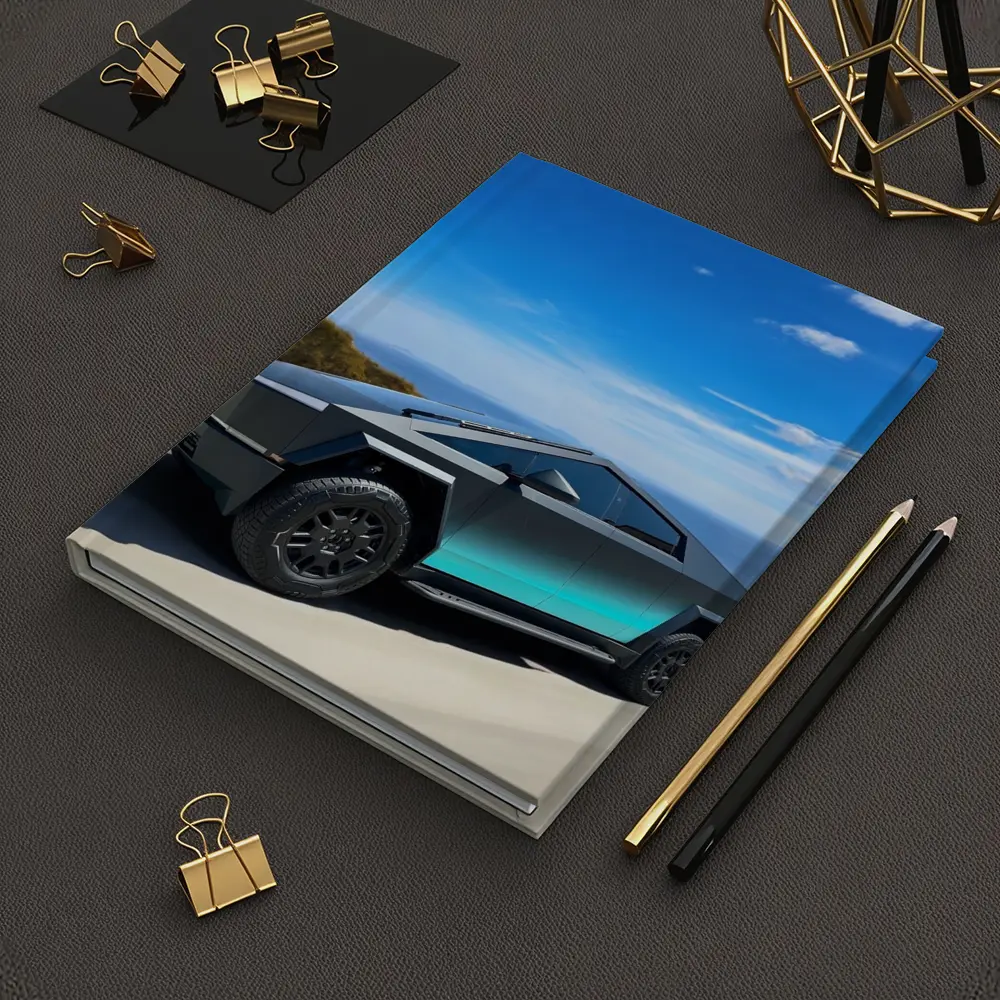 Tesla Cybertruck Dark Teal Coastal Road Drive – Notebooks