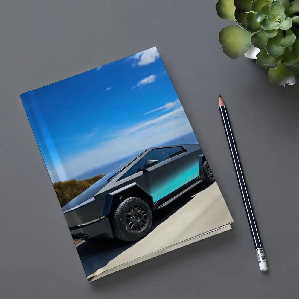 Tesla Cybertruck Dark Teal Coastal Road Drive – Notebooks