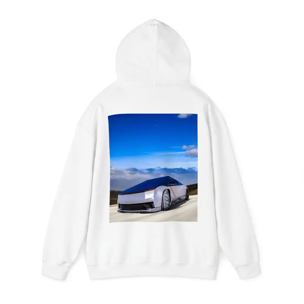 Tesla Cybertruck Futuristic Concept Car Blue Sky – Hoodies