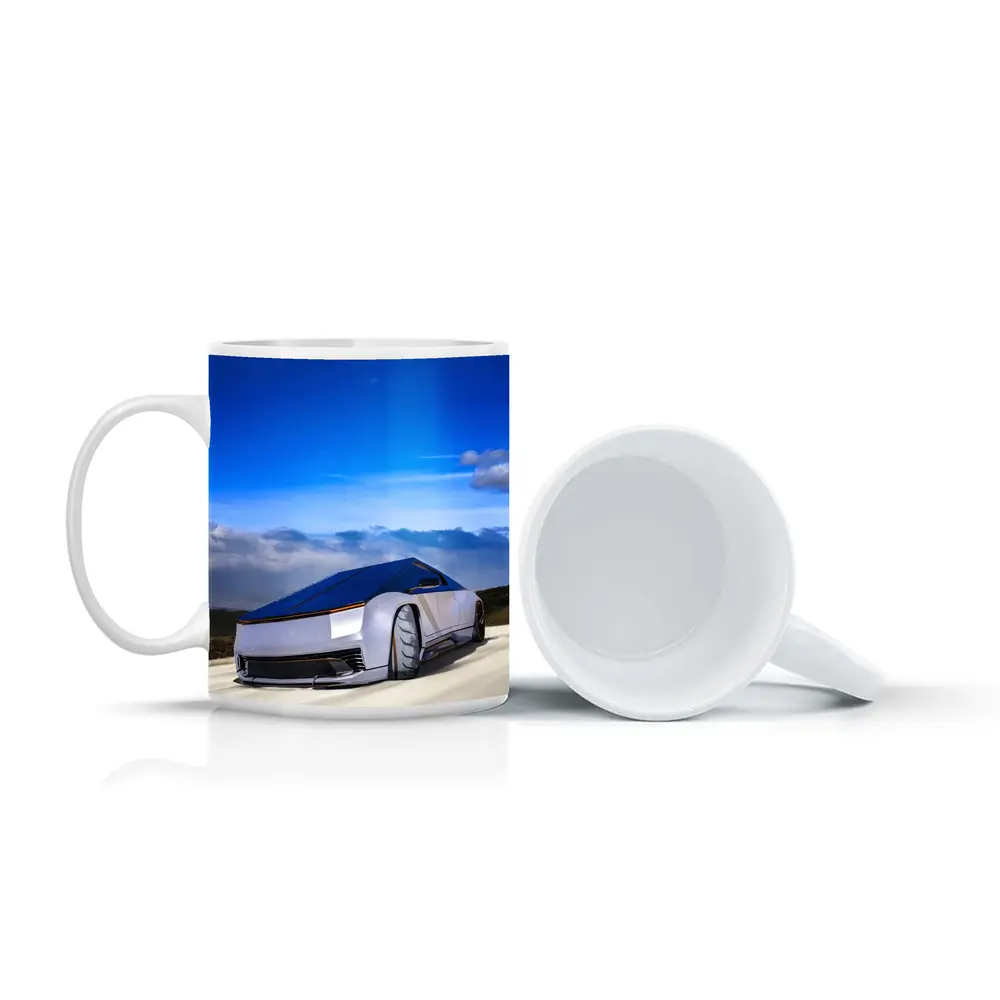 Tesla Cybertruck Futuristic Concept Car Blue Sky – Mugs