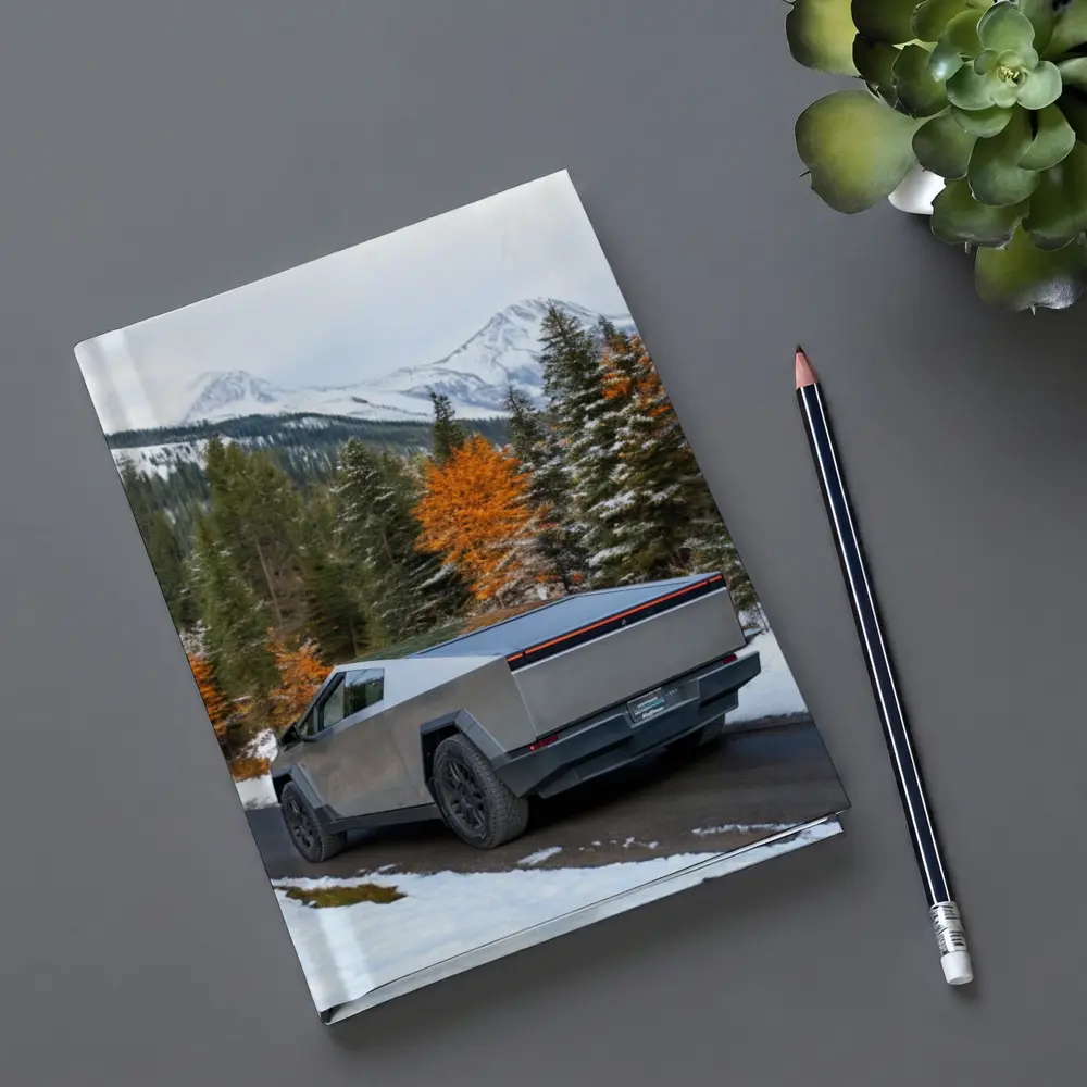 Tesla Cybertruck Mountain Snow Forest Road – Notebooks
