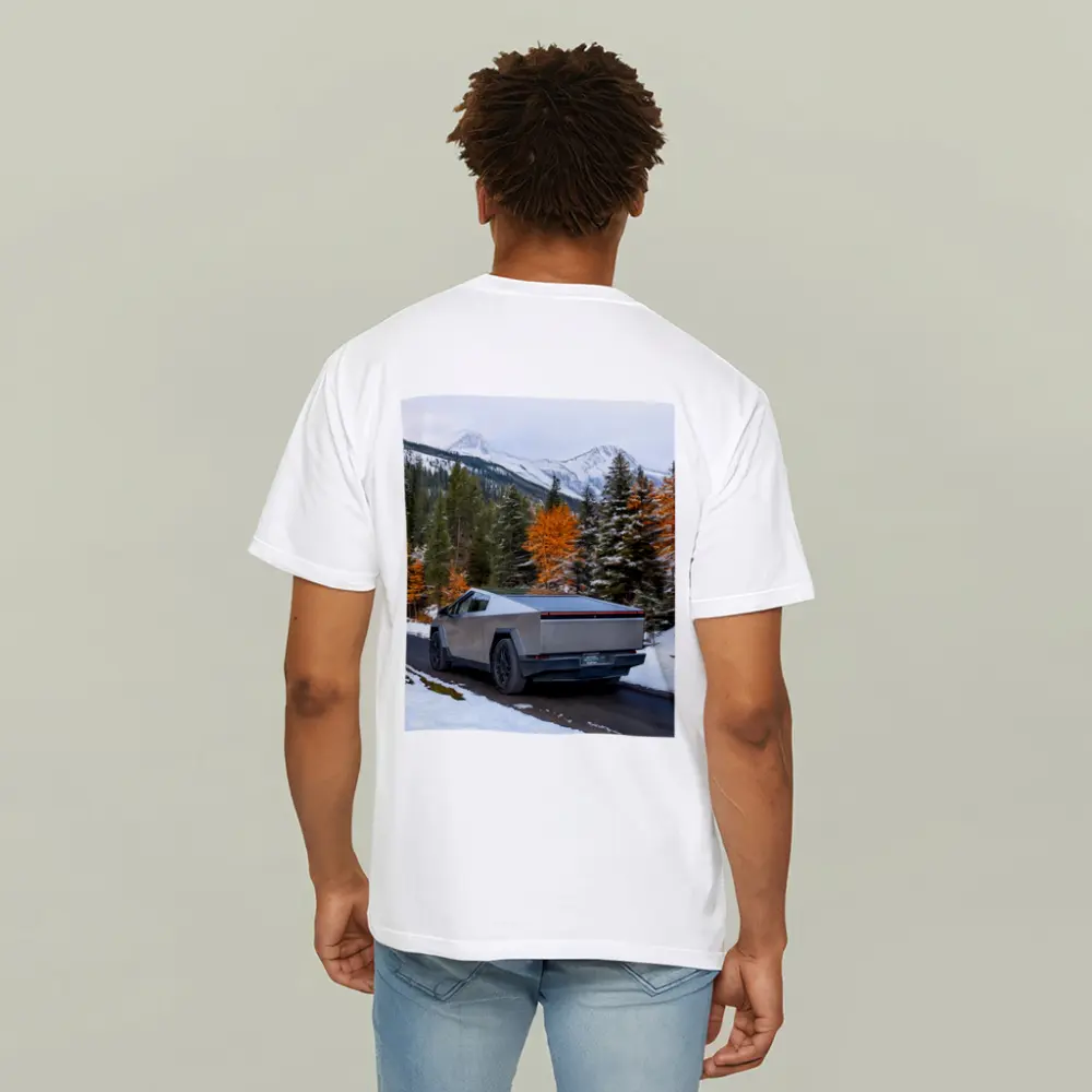 Tesla Cybertruck Mountain Snow Forest Road – T-Shirts