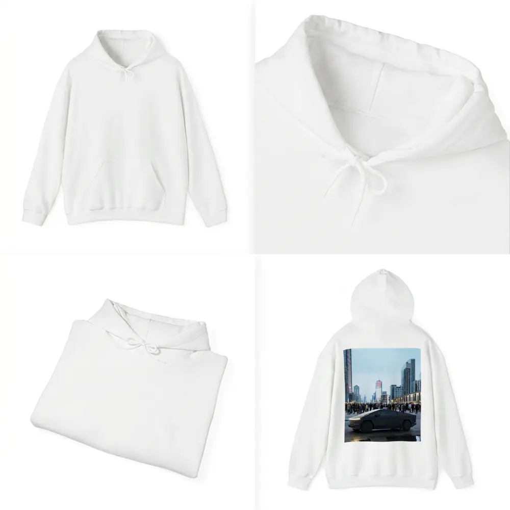 Tesla Cybertruck Dark City Street Scene – Hoodies
