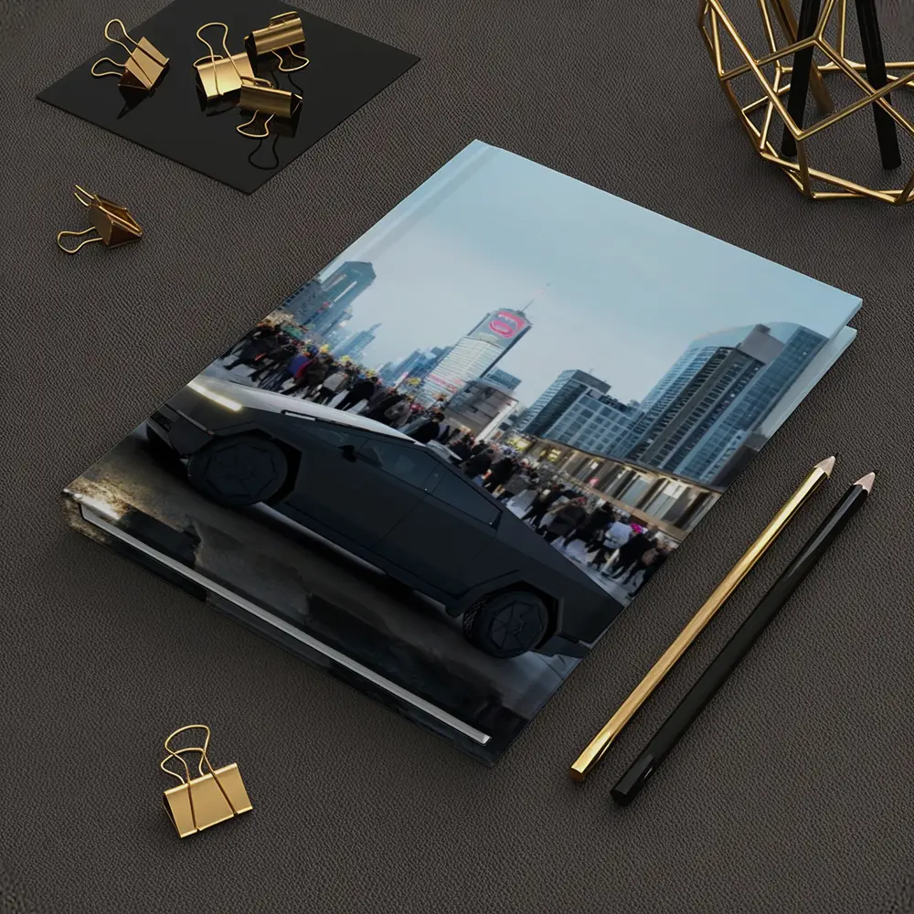 Tesla Cybertruck Dark City Street Scene – Notebooks