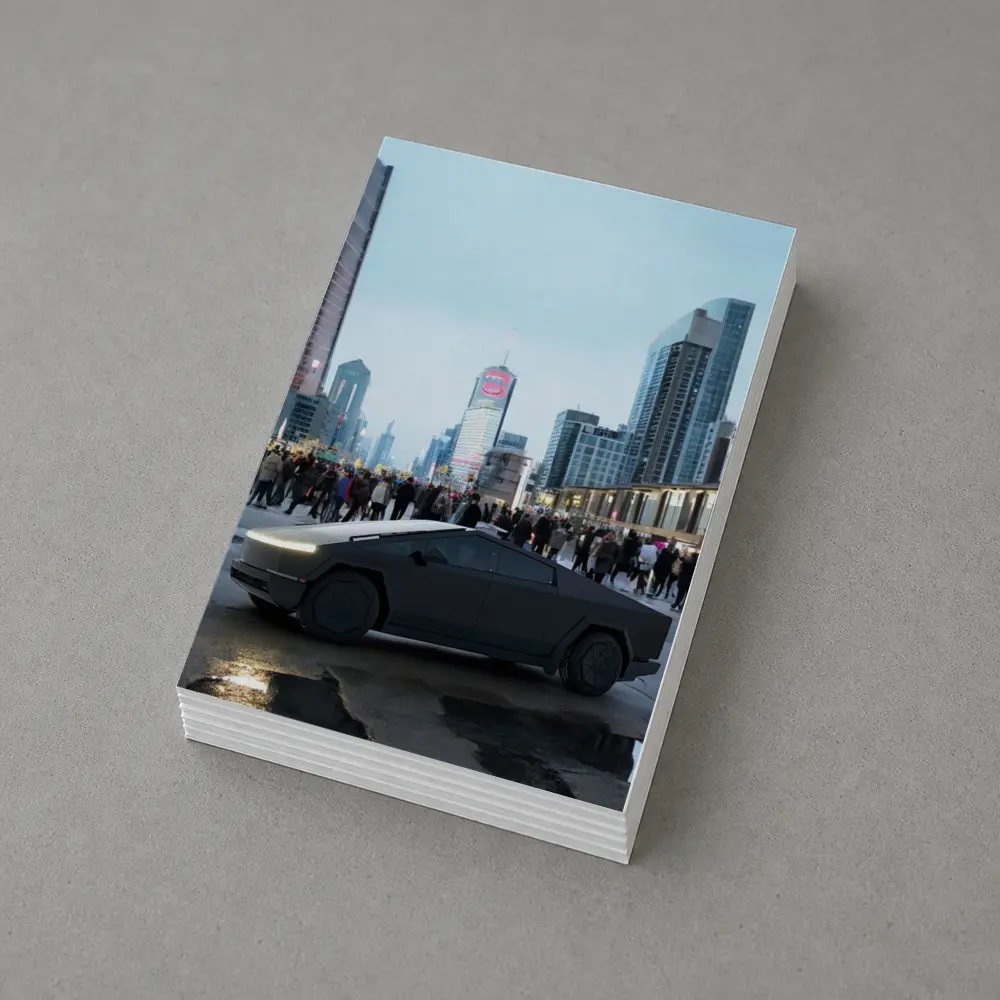 Tesla Cybertruck Dark City Street Scene – Postcards