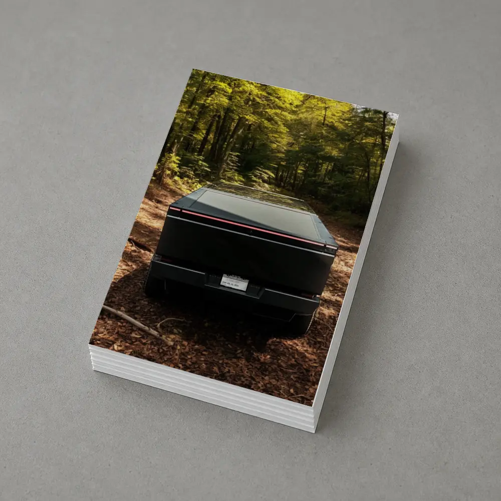 Tesla Cybertruck Rear View Forest Trail – Postcards
