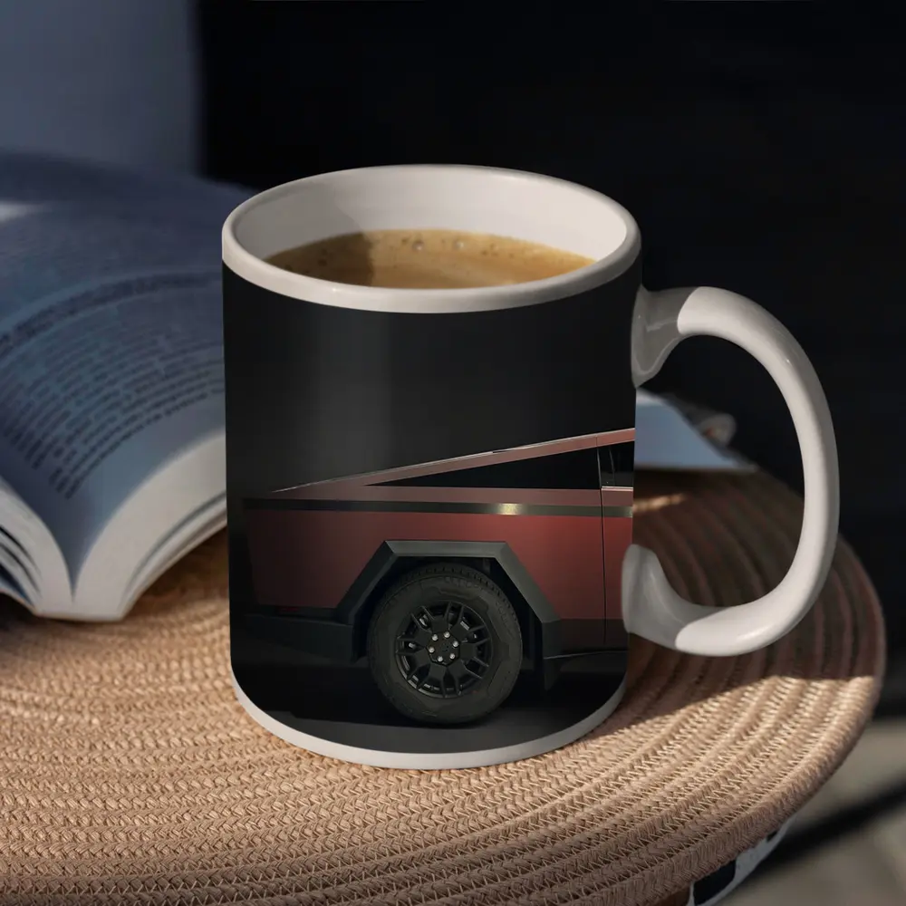 Tesla Cybertruck Dark Red Studio Shot – Mugs