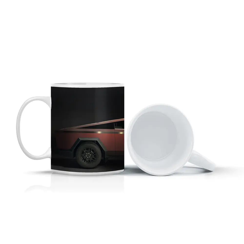 Tesla Cybertruck Dark Red Studio Shot – Mugs