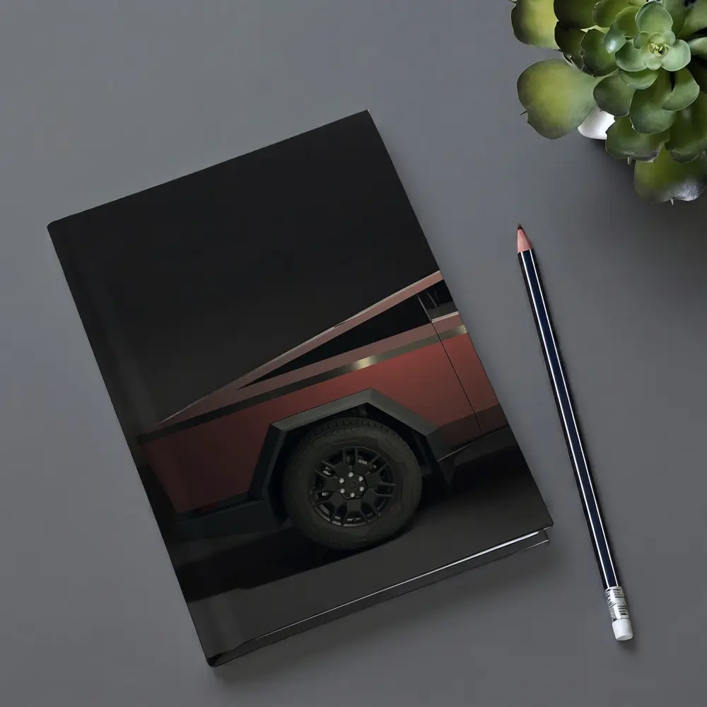 Tesla Cybertruck Dark Red Studio Shot – Notebooks
