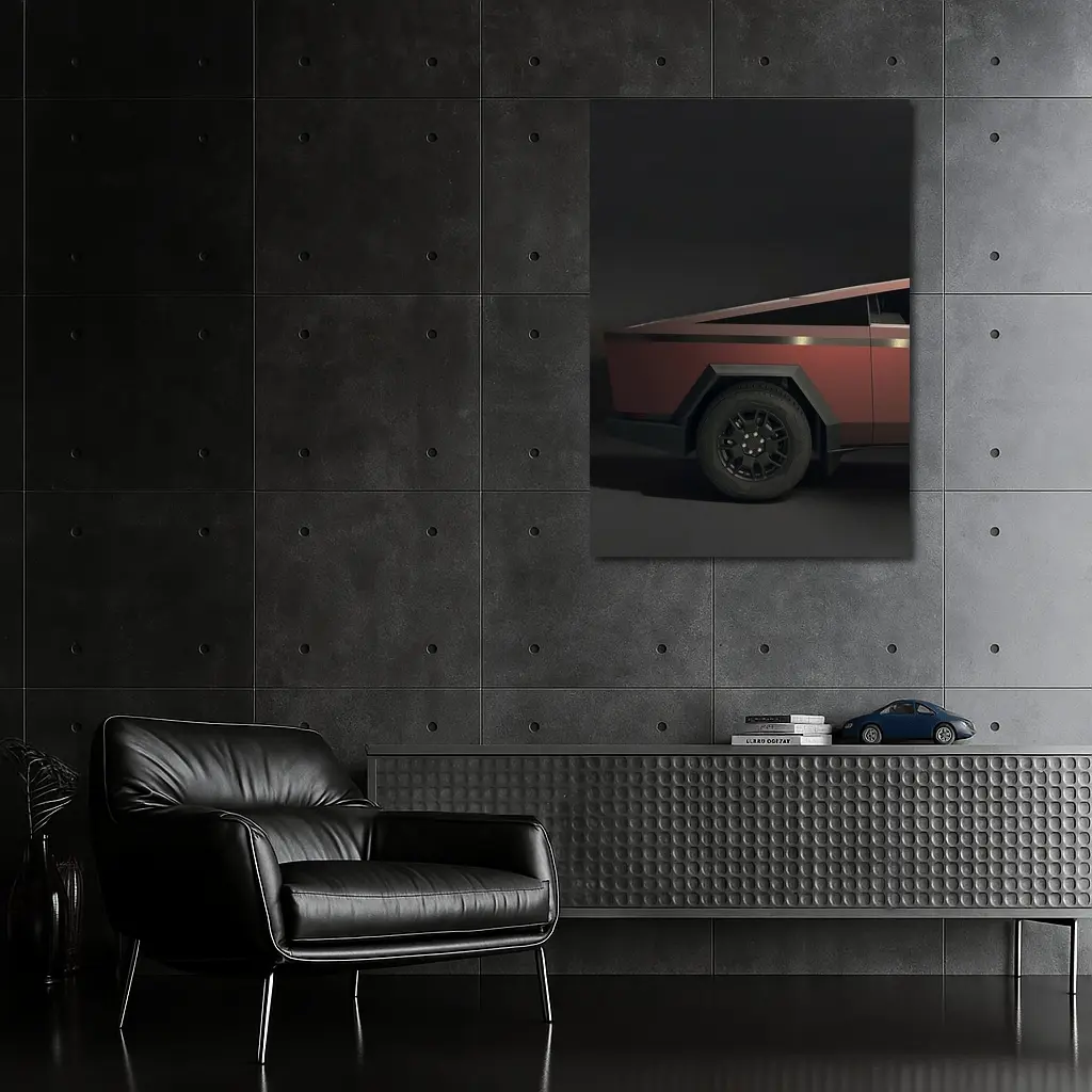 Tesla Cybertruck Dark Red Studio Shot – Wall Art