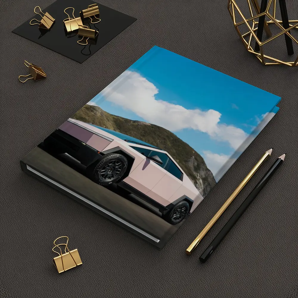 Pink Tesla Cybertruck Parked Near Mountains – Notebooks