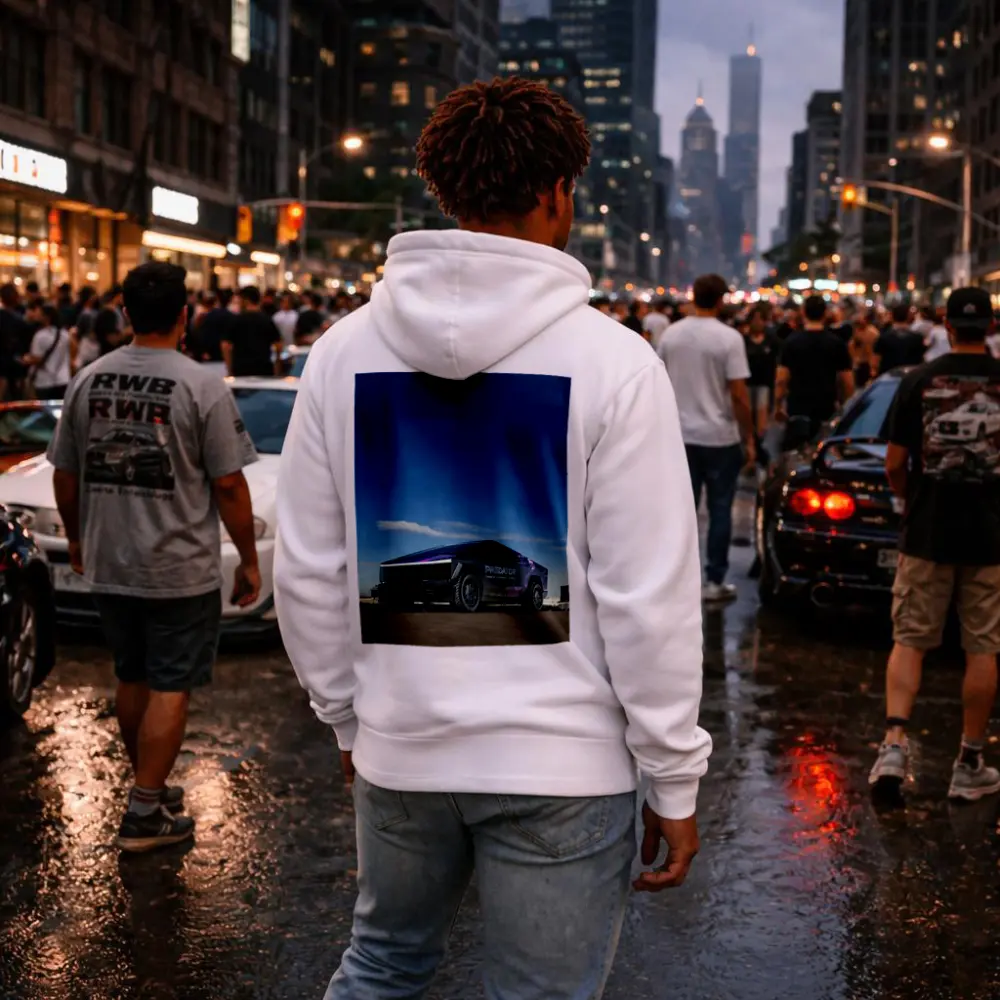 Tesla Cybertruck Predator Wrap Blue Sky – Hoodies