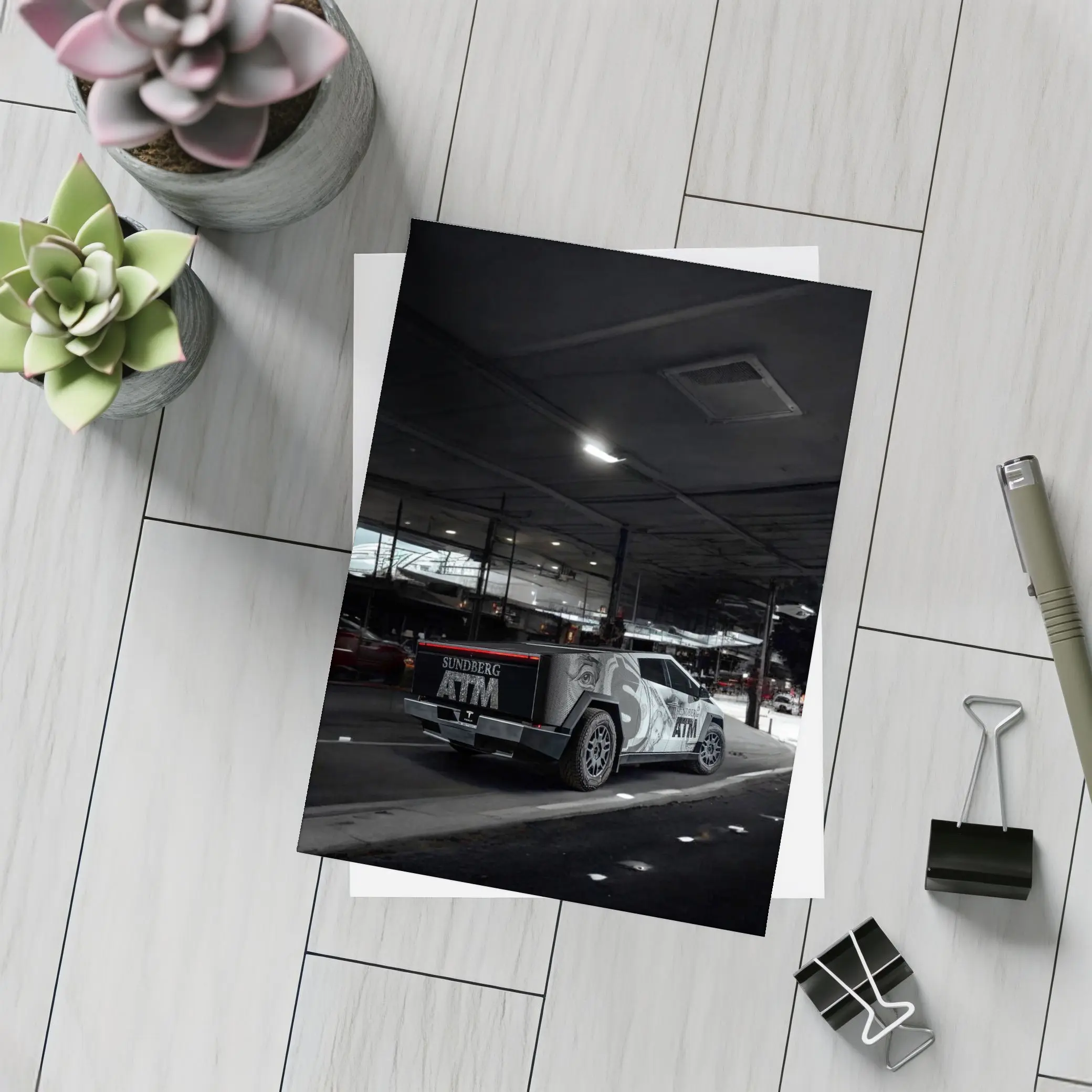 Tesla Cybertruck Custom Wrap Night Parking – Postcards