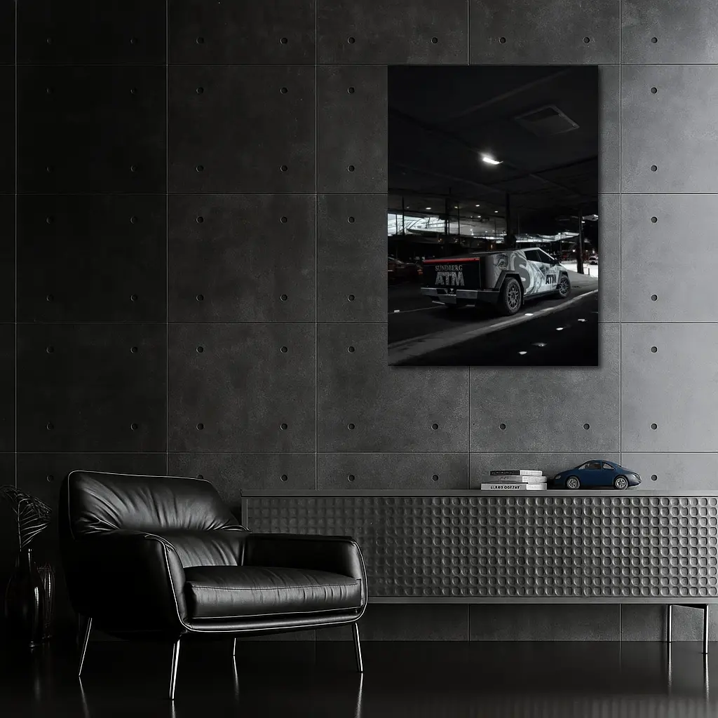 Tesla Cybertruck Custom Wrap Night Parking – Wall Art
