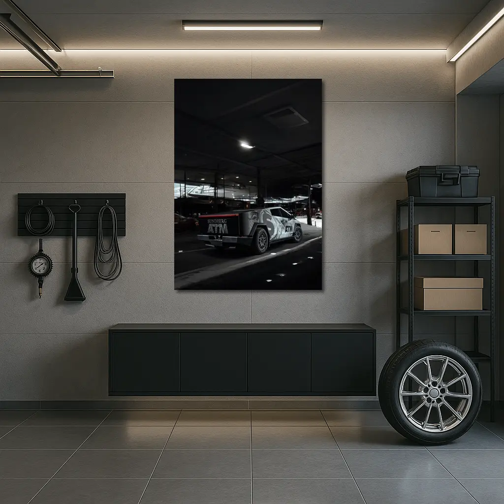 Tesla Cybertruck Custom Wrap Night Parking – Wall Art