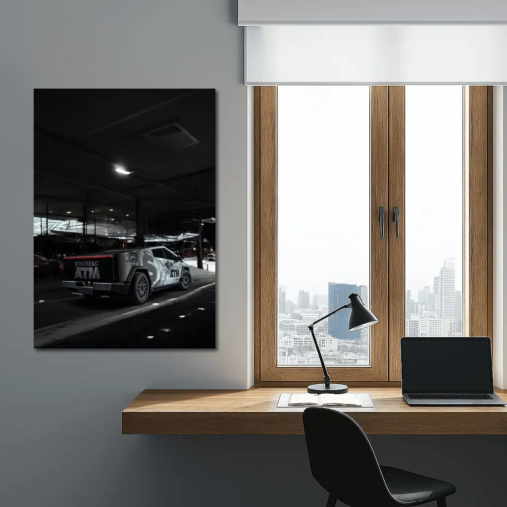 Tesla Cybertruck Custom Wrap Night Parking – Wall Art