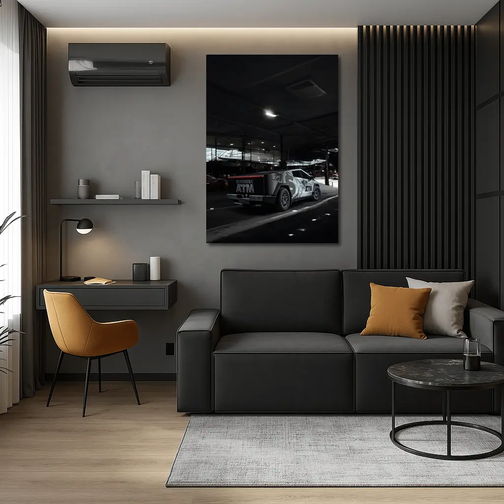 Tesla Cybertruck Custom Wrap Night Parking – Wall Art