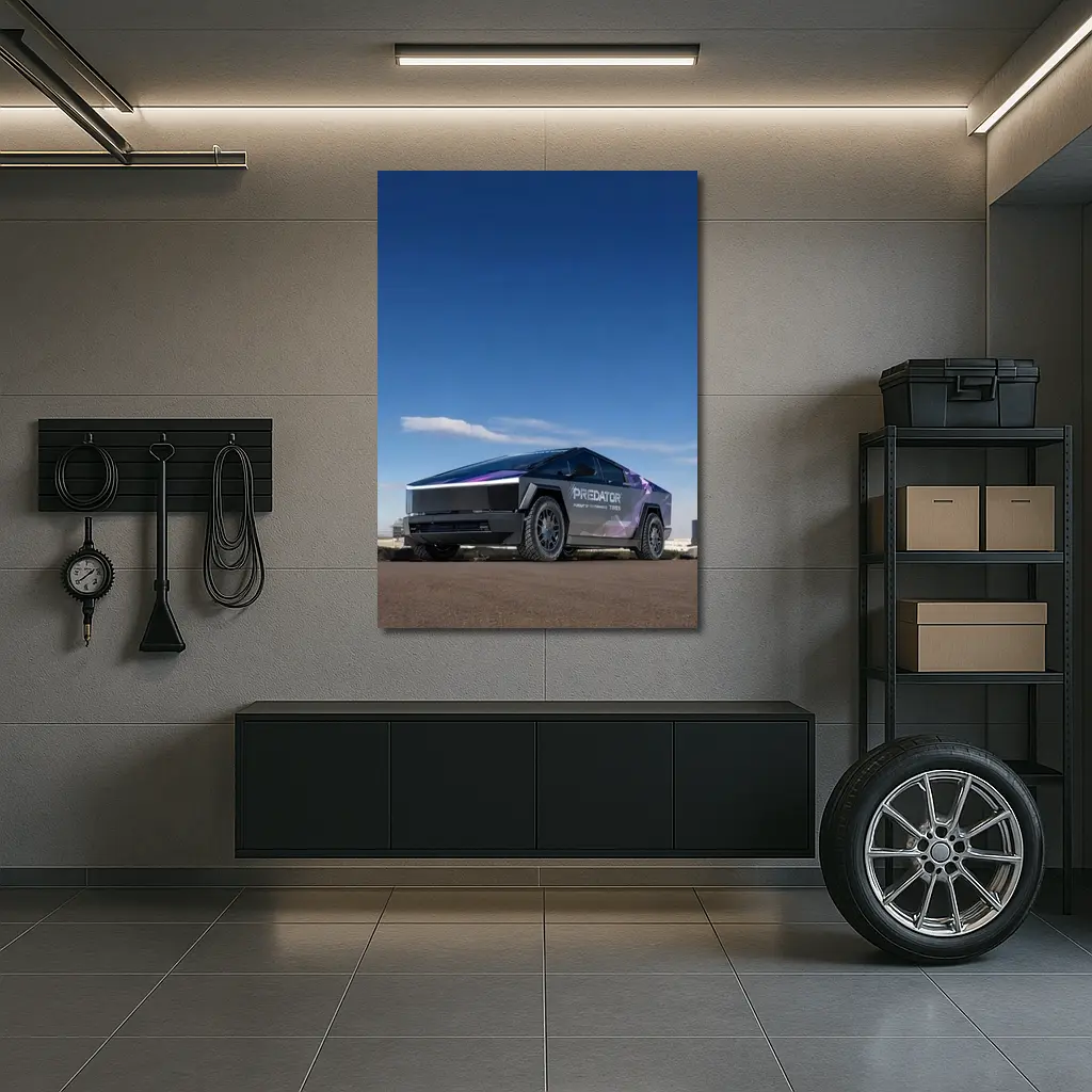 Tesla Cybertruck Predator Wrap Blue Sky – Wall Art
