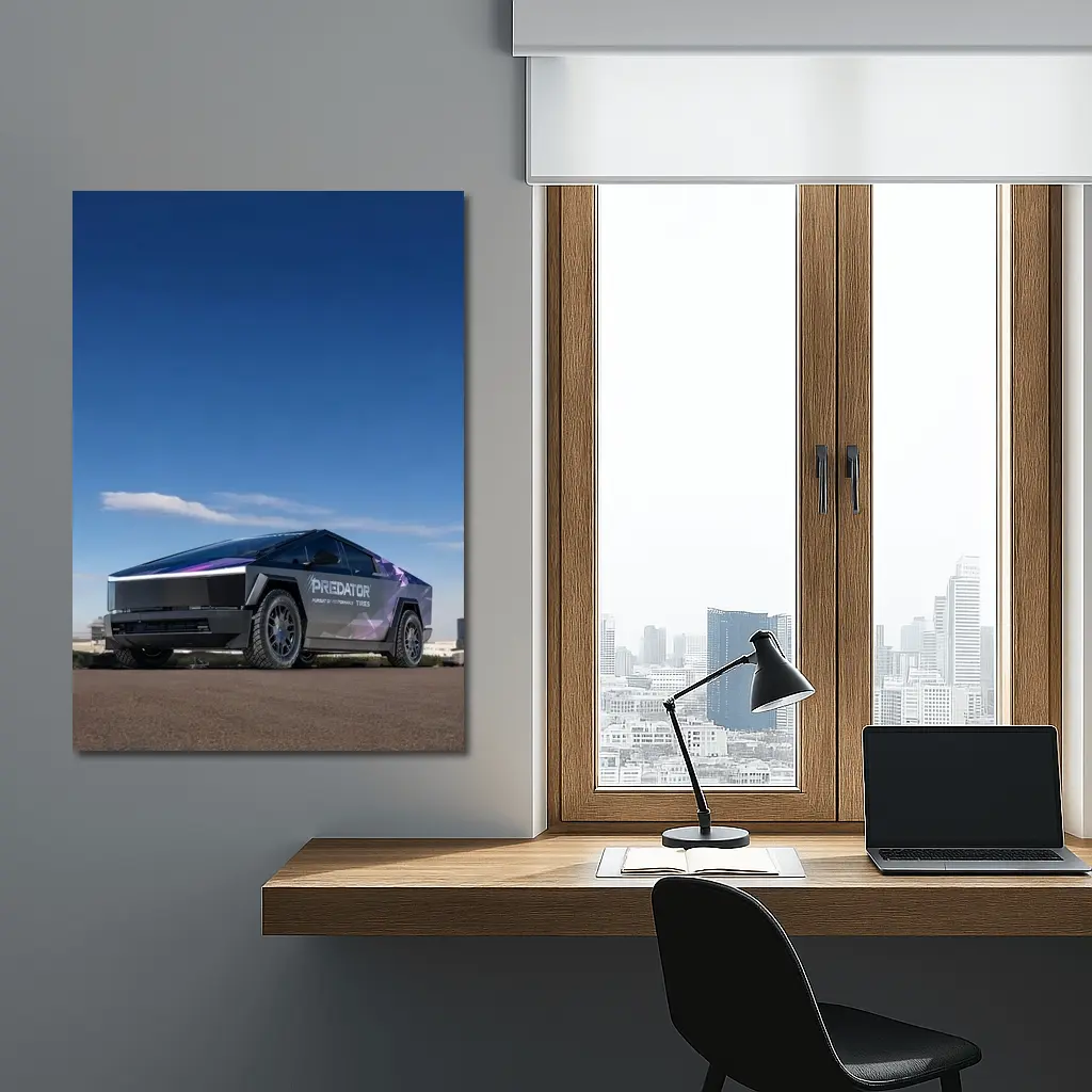 Tesla Cybertruck Predator Wrap Blue Sky – Wall Art
