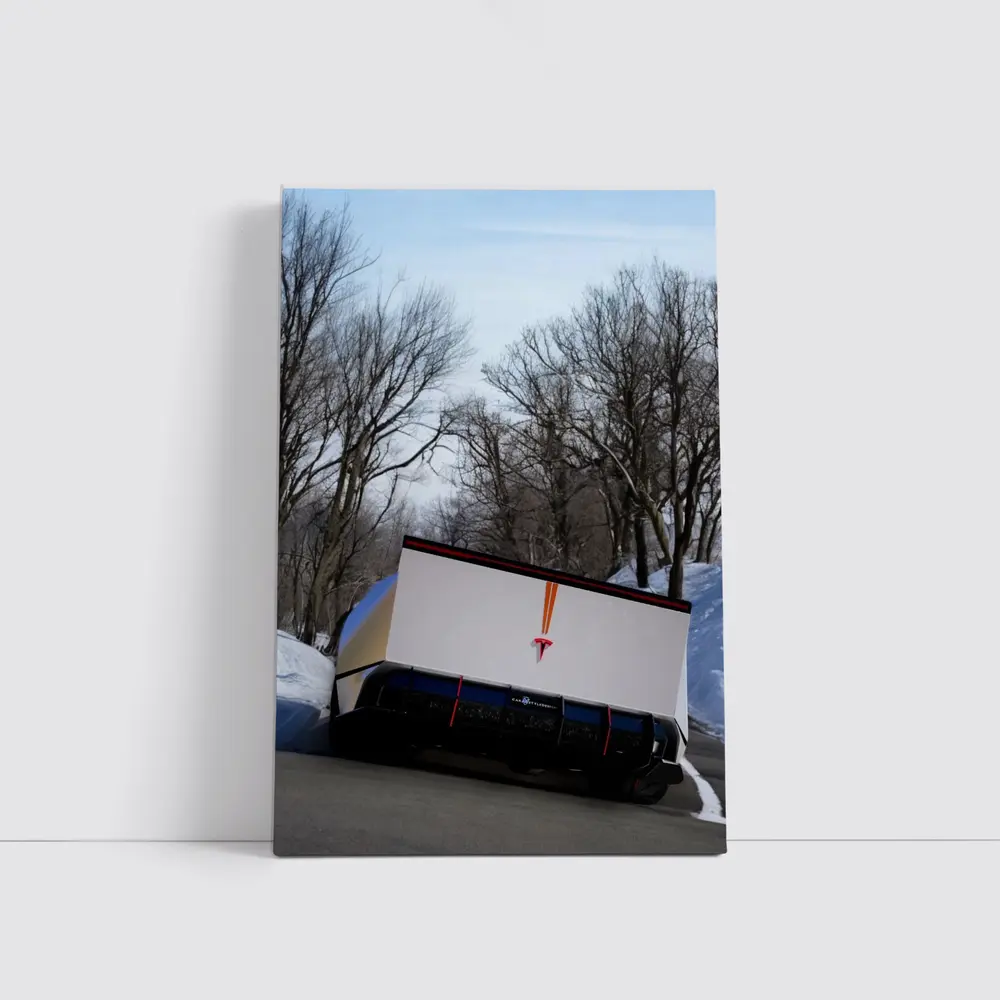Tesla Semi Truck Winter Snow Road – Wall Art