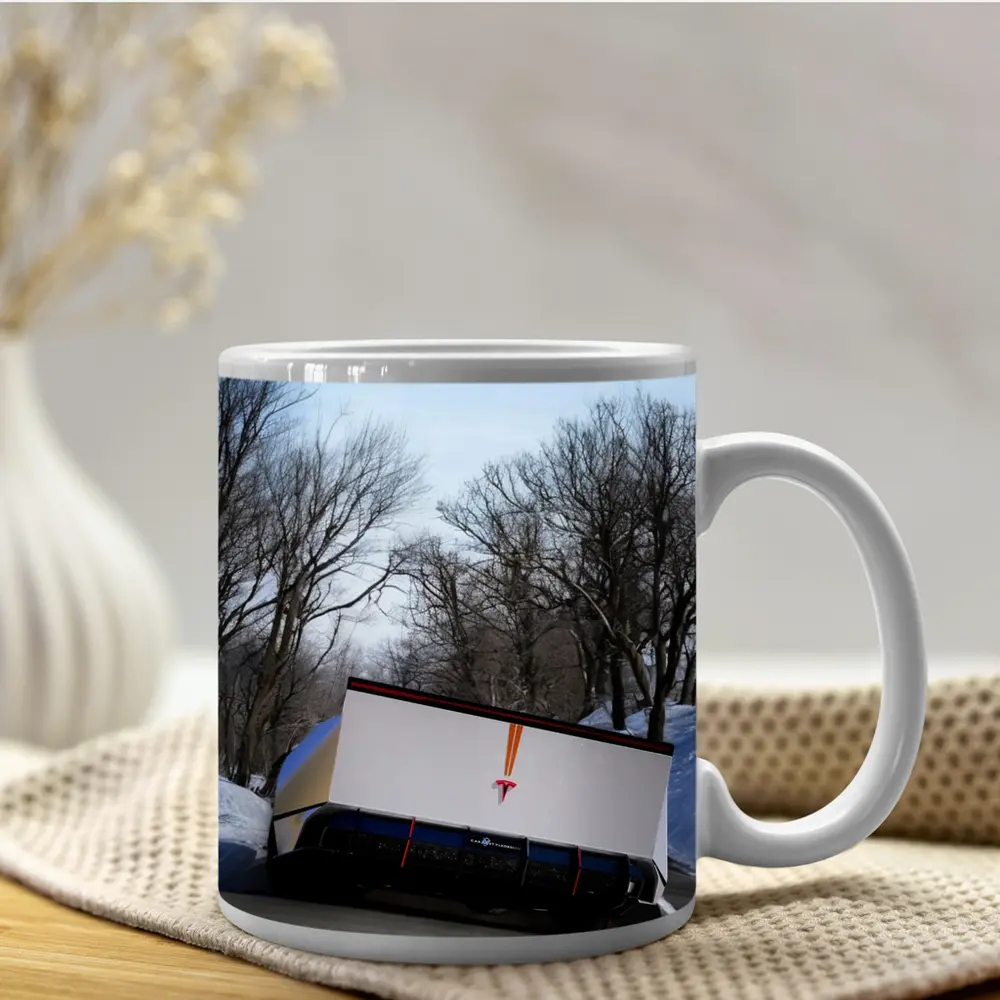 Tesla Semi Truck Winter Snow Road – Mugs